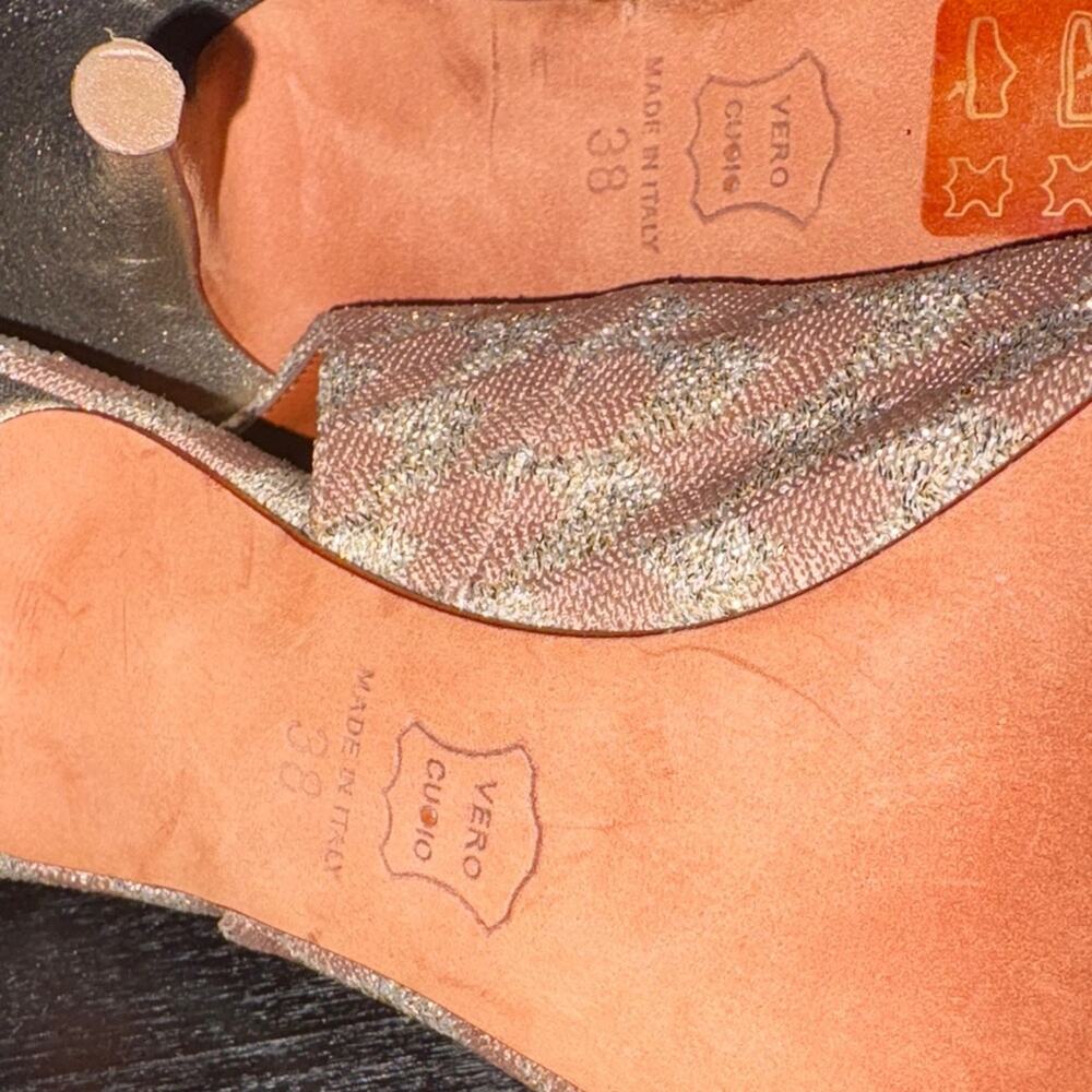 Missoni Peach Patterned Knit Fabric Pointed Toe Slingback Sandals - Picture 7 of 13